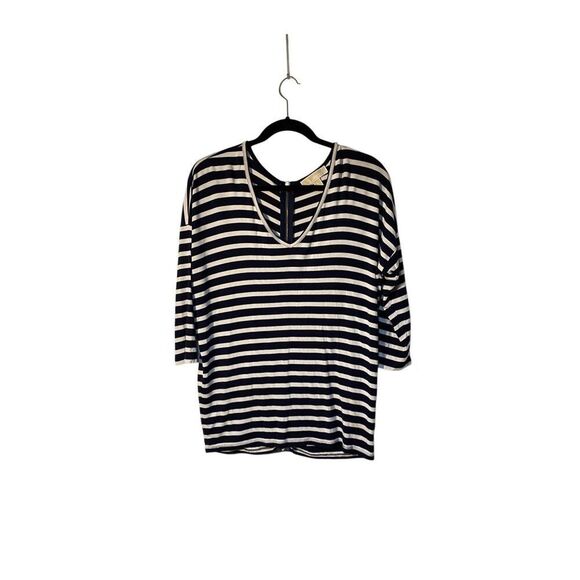 Michael Kors Tops - Michael Kors, blue and white striped 3/4 sleeve, V-neck top size small
